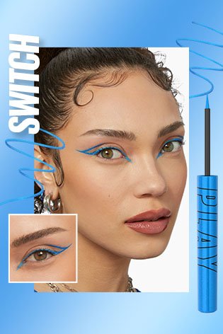 Maybelline New York Tattoo Play Blue Liquid Eyeliner - Longwear Waterproof Eyeliner  - Metallic Finish | Switch