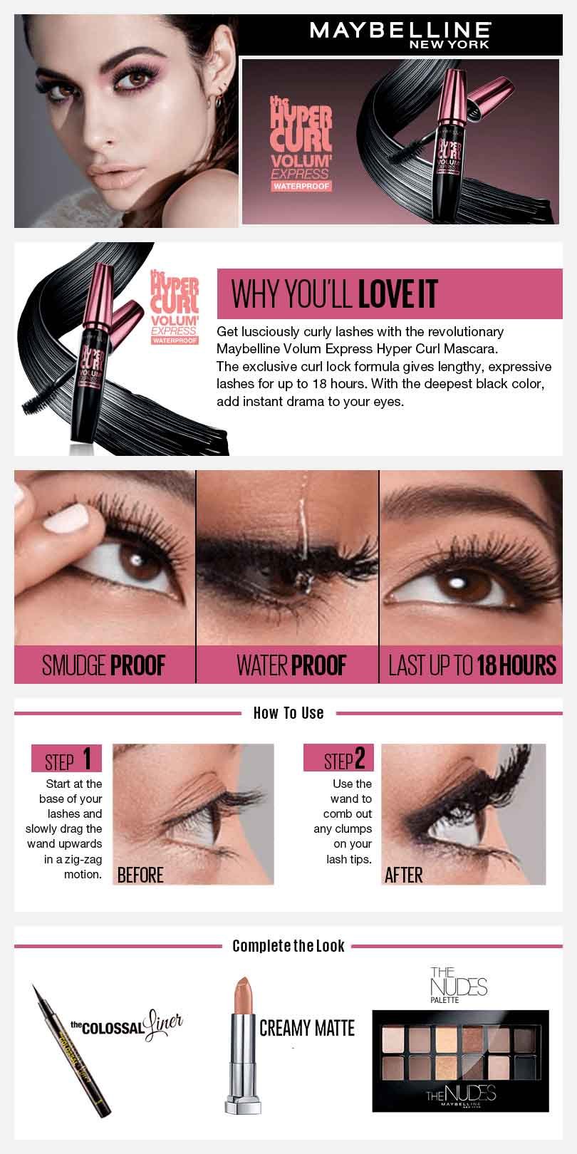 Long Lasting Hypercurl Waterproof Mascara Online | Maybelline India