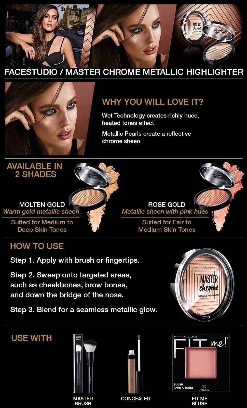 Maybelline Face Studio Master Chrome Highlighter - Uses, Features, How To Apply 