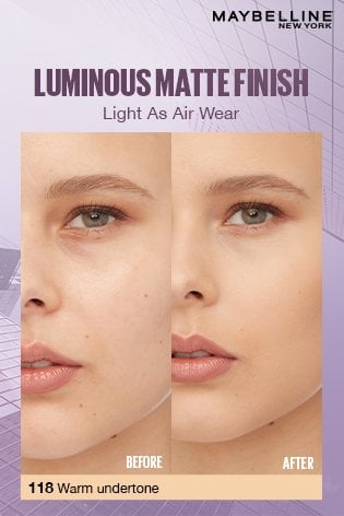 Maybelline New York Super Stay Lumi Matte Liquid Foundation before after 120