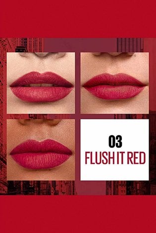 Lightweight Feel of Maybelline Sensational Matte Lipstick - flush it red