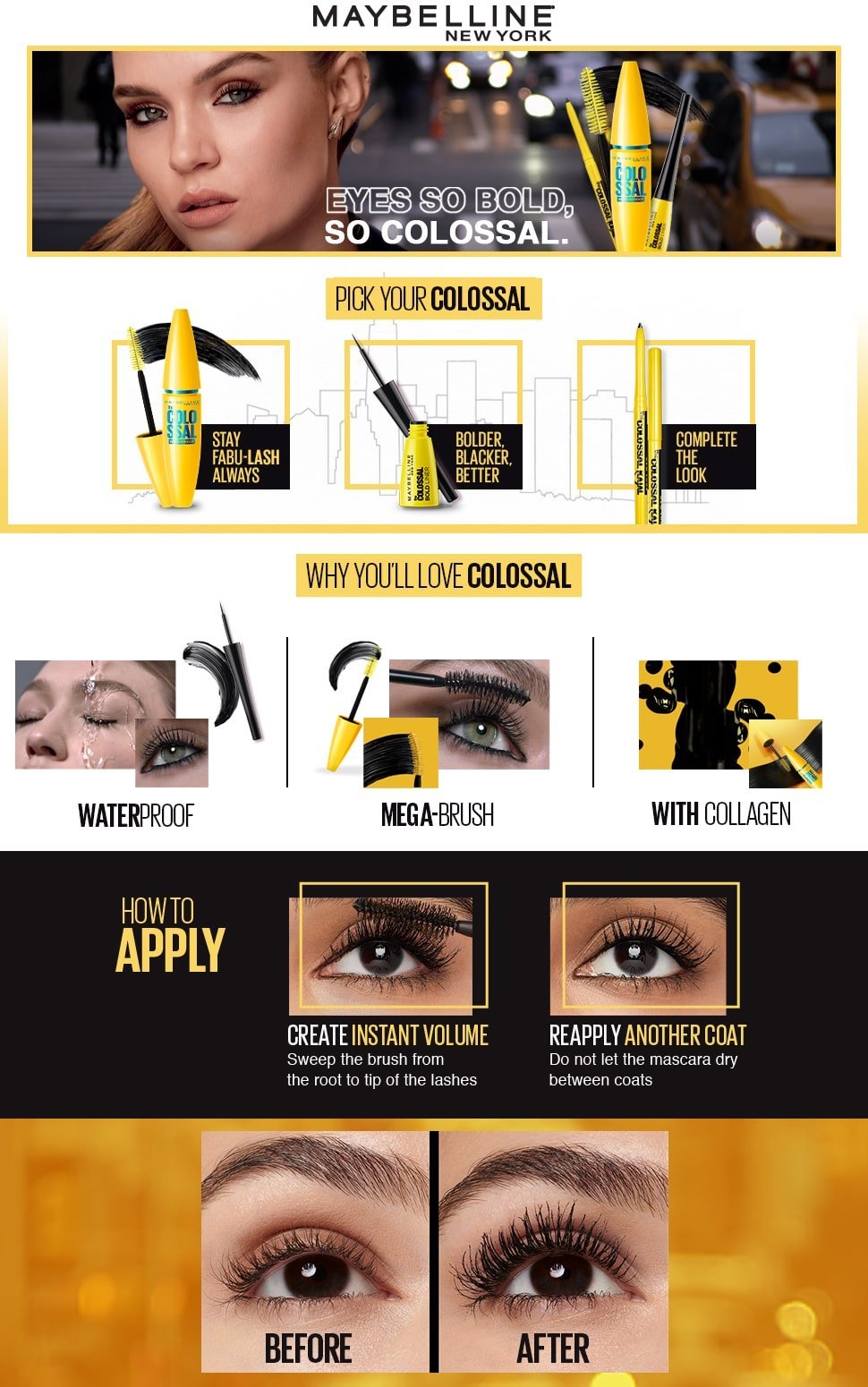 Maybelline Colossal Range – Eyeliner, Kajal & Mascara